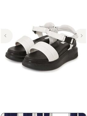Suzanne Rae White Buckle Velcro Sandals W 2" Platform Prada Black Sole 36 New